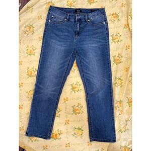 Jones New York Signature Lexington Cuffed Capri Jeans Medium Wash Blue Womens 8